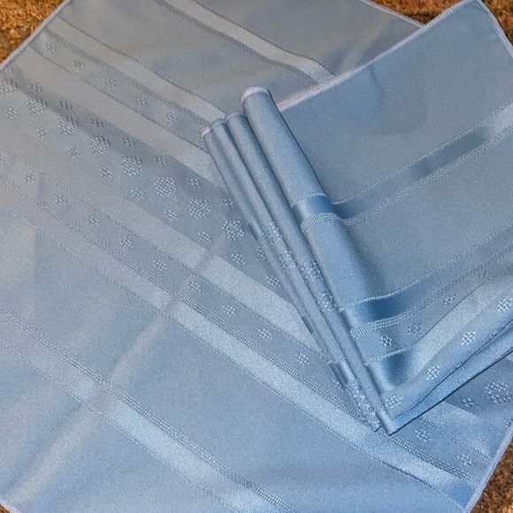 Set/6 Napkins Cornflower Light Blue Polyester 17” Silk Stripe Dusty Blue - Picture 2 of 3